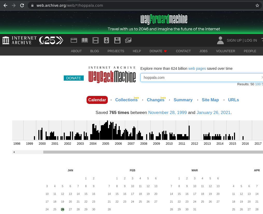 Wayback Machine site kayıtları